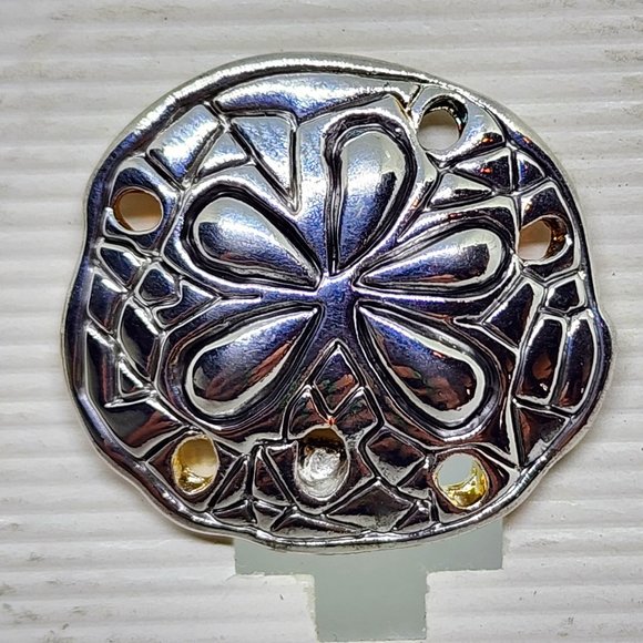 Vintage "MJ" Marie Jennifer Sand Dollar Silver Large Pierced Earrings NOS - Picture 3 of 9